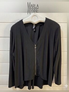 MARLA WYNNE Black Zip Cardigan – Size 1X